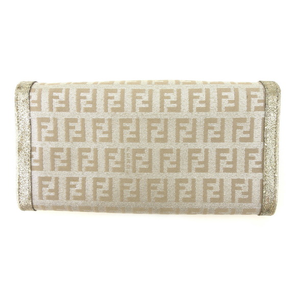 Fendi Wallet Zucchino zipper beige Leather accessory long - Picture 1 of 6